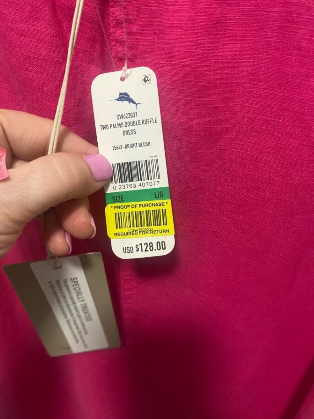 NWT Tommy Bahama Two Palms Double Ruff Dress Pink size Large - Picture 4 of 4